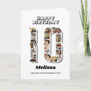 10e verjaardag Jubileum nummer 10 fotocollage Kaart
