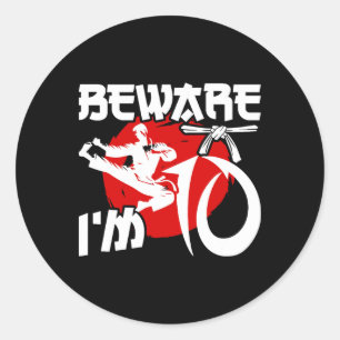 10e Verjaardag Karate 10 Jaar Oud Karate Verjaarda Ronde Sticker