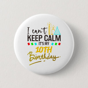 10e verjaardag kind meisje en jongen ronde button 5,7 cm