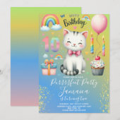 10e verjaardag Kitten Regenboog Feest Kaart (Voorkant / Achterkant)