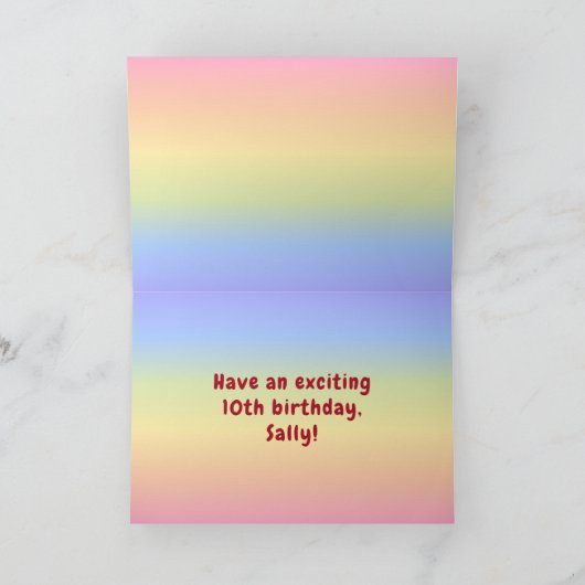 10e verjaardag: kleurrijke regenboog # 10, aangepa kaart (Binnen)