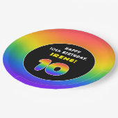 10e verjaardag: kleurrijke regenboog # 10, aangepa papieren bordje (Gekanteld)