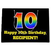 10e verjaardag ~ Leuk, Kleurrijk, Levendig, Regenb Groot Cadeauzakje (Voorkant)