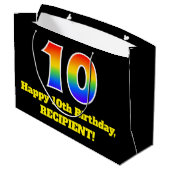 10e verjaardag ~ Leuk, Kleurrijk, Levendig, Regenb Groot Cadeauzakje (Achterkant Gekanteld)