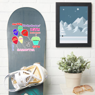 10e verjaardag meisje ballonnen cupcake vinyl sticker