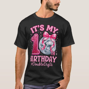 10e verjaardag meisje dubbele cijfers strik discom t-shirt