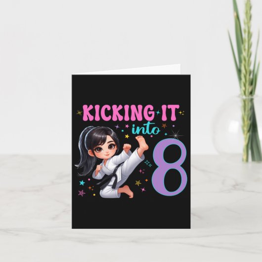 10e Verjaardag Meisje-Martial Arts Party Karate Ta Kaart (Voorkant)