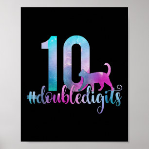 10e verjaardag meisje met dubbele cijfers Tien 10 Poster