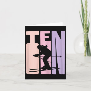 10e Verjaardag Meisje Retro Ski Lover Skier 10 Jaa Kaart