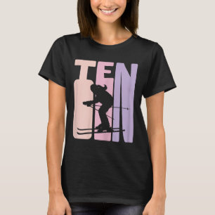 10e Verjaardag Meisje Retro Ski Lover Skier 10 Jaa T-shirt