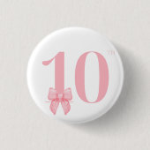 10e Verjaardag Meisje Roze Bow Button (Voorkant)