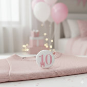 10e Verjaardag Meisje Roze Bow Button