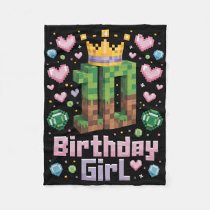 10e Verjaardag Meisje Shirt Gaming Pixel Party 10  Fleece Deken