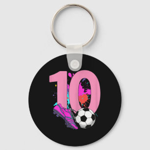 10e verjaardag meisje voetbalspeler voetballen 10 sleutelhanger