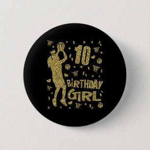 10e Verjaardag Meisjes Bysketbyll Fans Speler leef Ronde Button 5,7 Cm