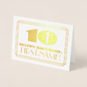 10e verjaardag; naam + Art Deco geïnspireerd look Folie Kaarten (Voorkant)