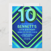 10e verjaardag Neon uitnodiging (Voorkant)