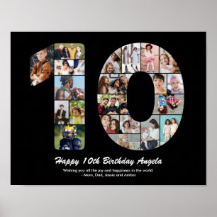 10e verjaardag Nummer 10 Aangepaste foto-collage Poster