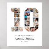 10e verjaardag nummer 10 aangepaste fotocollage poster (Voorkant)