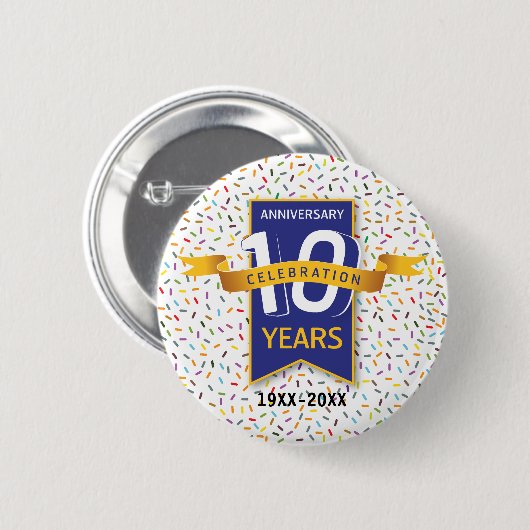 10e VERJAARDAG Ontwerp Ronde Button 5,7 Cm (Voorkant /achterkant)