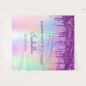 10e verjaardag paarse roze glinsterende holografis wandkleed (Voorkant (horizontaal))