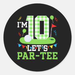 10e Verjaardag Party Golf Boy 10 jaar oud Golfer 1 Ronde Sticker