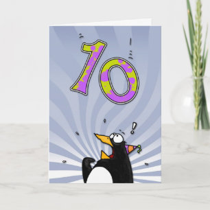 10e verjaardag - Penguin Surprise Kaart