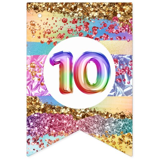 10e verjaardag regenbooglitter DIY foto's kinderen Vlaggetjes (Eerste vlag)