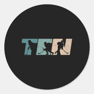 10e verjaardag Retro IJshockey 10 Jaar Oude Jongen Ronde Sticker