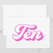 10e verjaardag Retro Meisje Kaart (Voorkant / Achterkant)