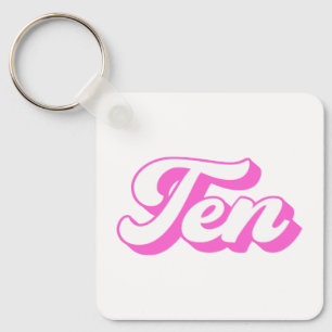 10e verjaardag Retro Meisje Sleutelhanger