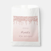 10e verjaardag roos gouden glitter roze meisje bedankzakje (Voorkant)