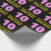 10e verjaardag: Roze strepen en hart "10" + naam Cadeaupapier (Hoek)