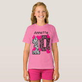 10e verjaardag Roze Zebra Aangepaste naam V025A5 T-shirt (Voorkant volledig)