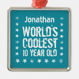 10e verjaardag 's werelds oudste 10-jarige Blauwgr Metalen Ornament