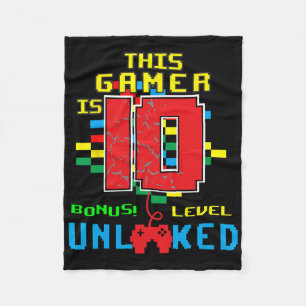 10e Verjaardag Shirt Videogame Ontgrendeld Niveau  Fleece Deken
