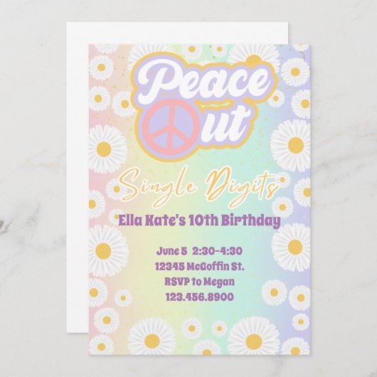 10e verjaardag stropdas kleurstof vrede uit enkele kaart (Voorkant / Achterkant)