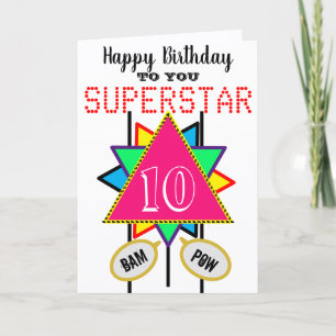 10e Verjaardag Superster Roze Driehoek Elke Leefti Kaart
