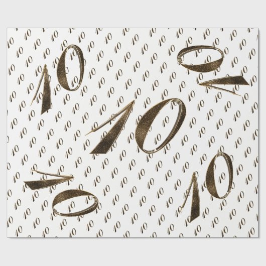 10e verjaardag Tin Bruiloft Jubileum Elegant Goud Cadeaupapier (Vlak)