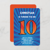 10e verjaardag Uitnodiging Jongen (Voorkant / Achterkant)