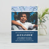 10e verjaardag uitnodigingen Foto Navy Blue (Staand voorkant)