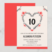 10e verjaardag uitnodigingen voor haar bloemenhart (Voorkant / Achterkant)