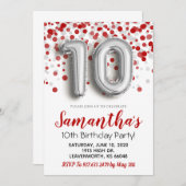 10e verjaardag van de uitnodiging tot Confetti (Voorkant / Achterkant)