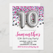 10e verjaardag van de uitnodiging tot Confetti (Voorkant / Achterkant)