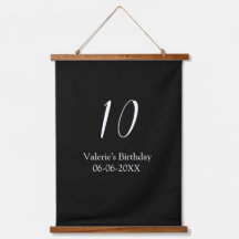 10e verjaardag wit zwart naam datum kalligrafie 