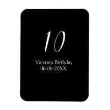 10e verjaardag wit zwart naam datum kalligrafie 