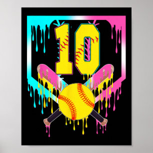 10e verjaardag Zachte thuisplaat druipend ijs 10 j Poster