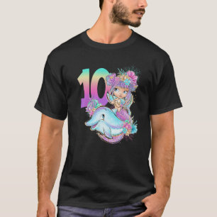 10e verjaardag Zeemeermin 10 Tien Birthda T-shirt