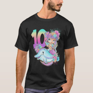 10e verjaardag Zeemeermin 10 Tien Birthda T-shirt