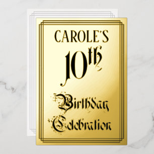 10e verjaardagsfeestje — Elegante script + aangepa Folie Uitnodiging